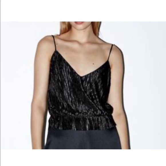 Zara red wrinkle effect satin tank top size S - Picture 6 of 7